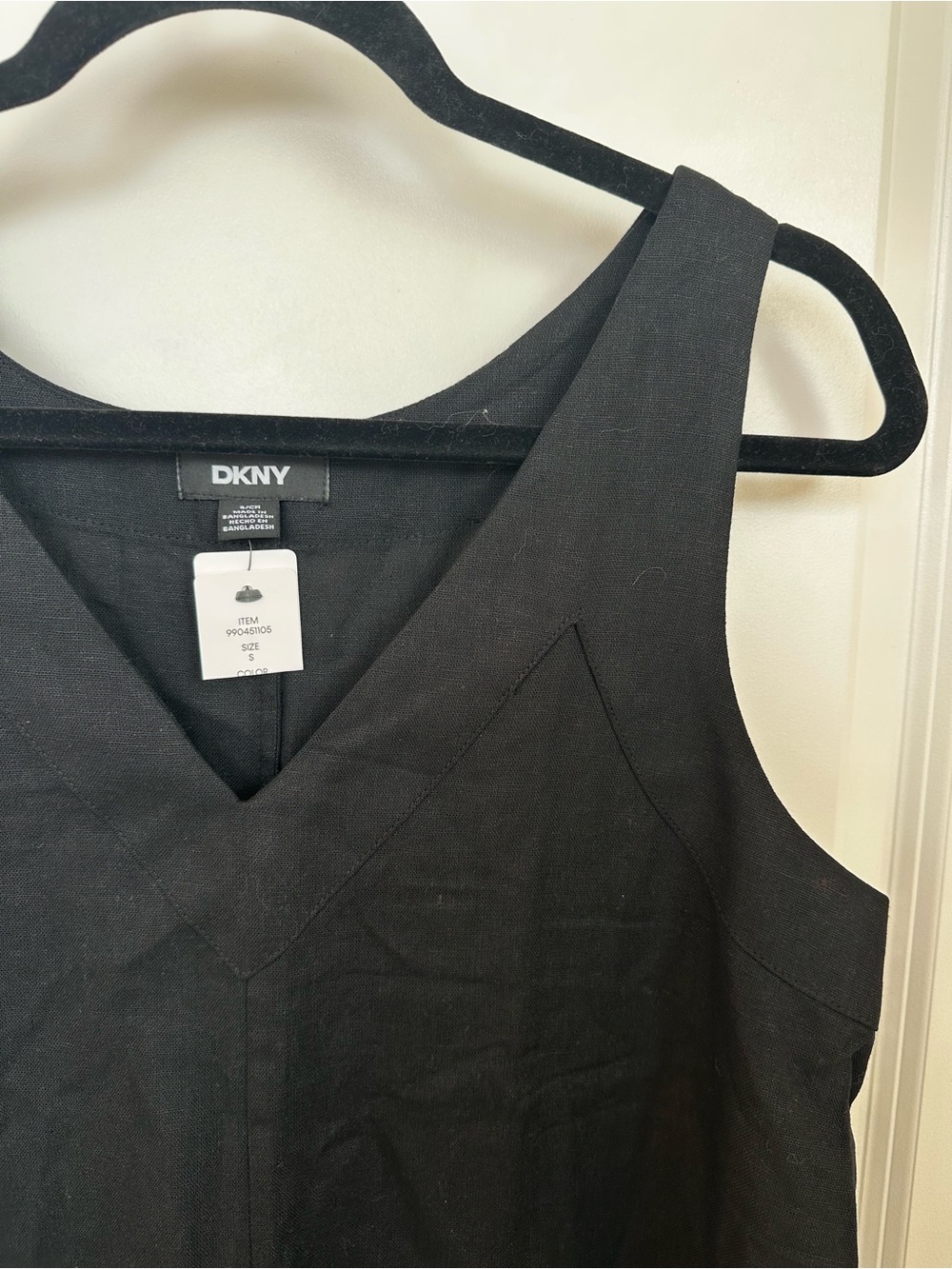 DKNY Black V-Neck Sleeveless Dress
